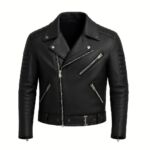 Black Men Biker Leather Jacket - B2B