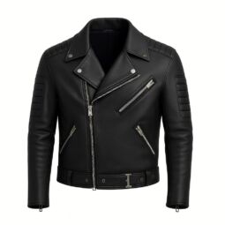 Black Men Biker Leather Jacket - B2B