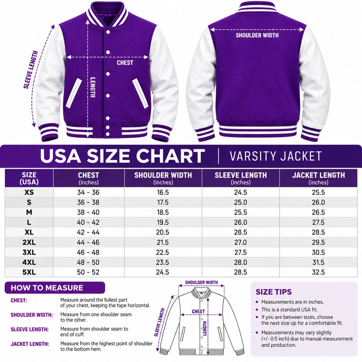 Purple & White Varsity Jacket | Classic Letterman Jacket - Image 5