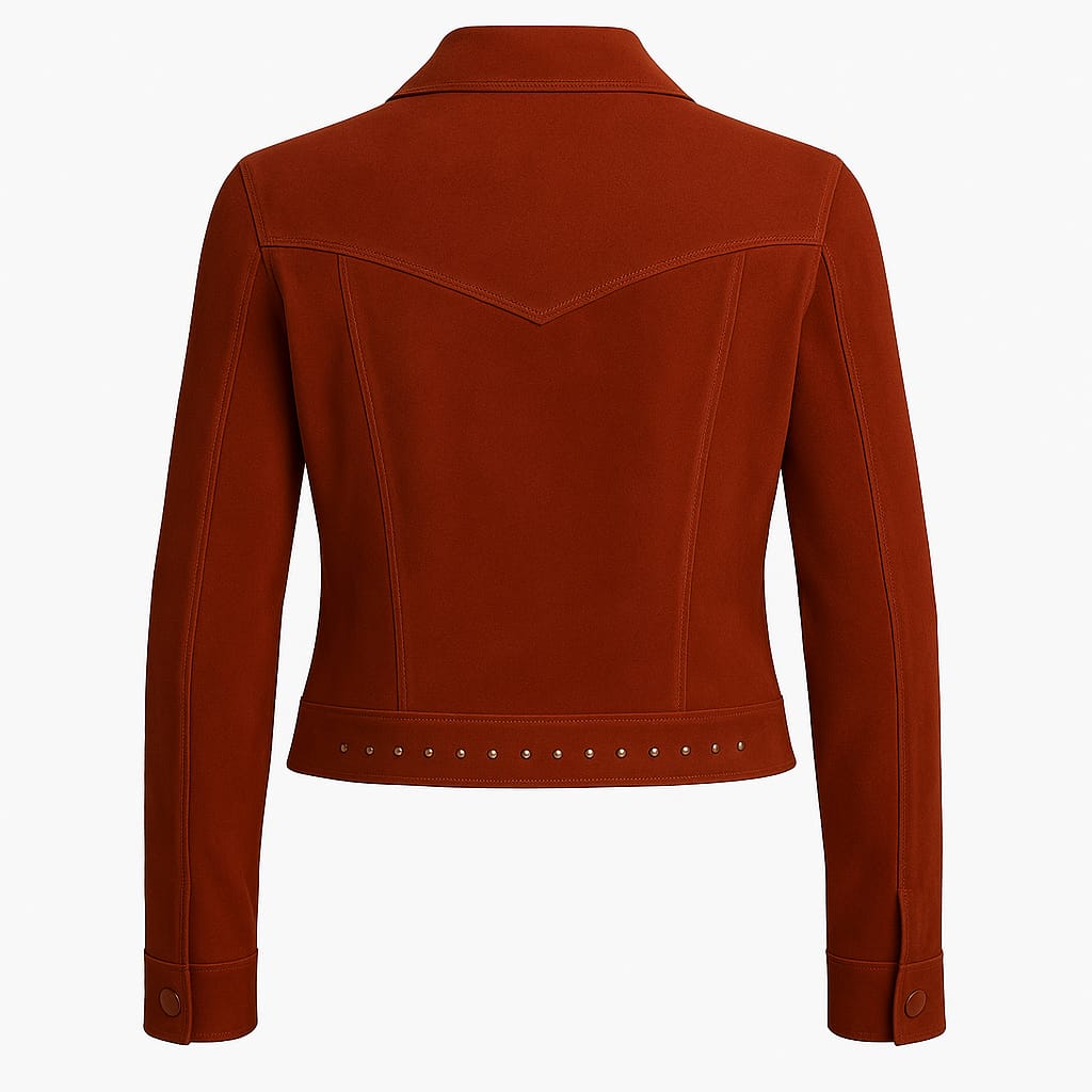 Women Rust Studded Leather Jacket – Modern Western Style - Image 2