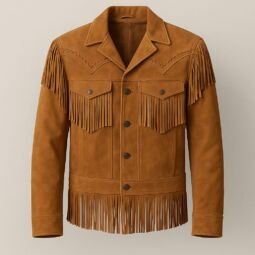 Men's Brown Suede Fringe Leather Jacket Western Cowboy Tassel Coat
