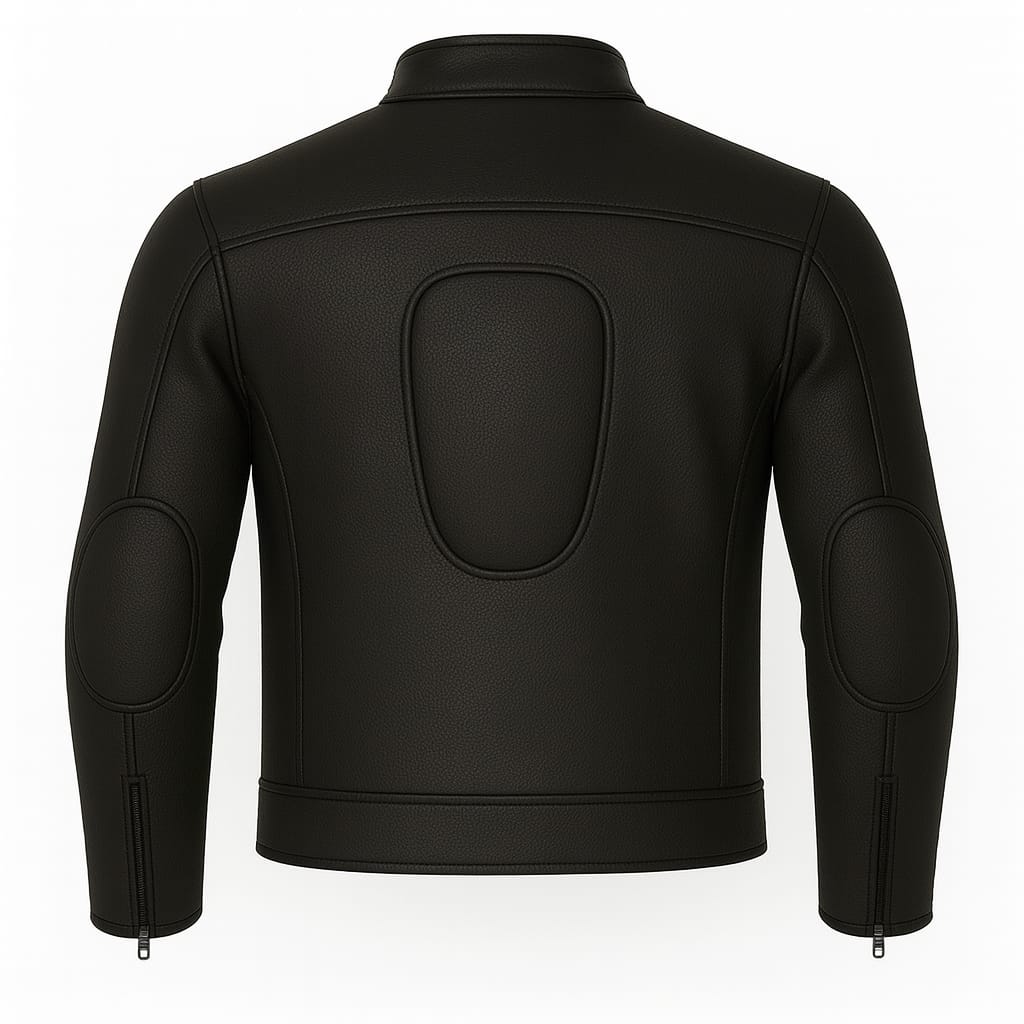 Men Black Classic Button Leather Jacket - Image 2