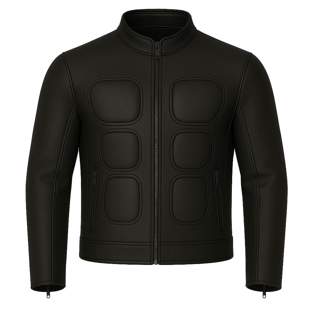 Men Black Classic Button Leather Jacket