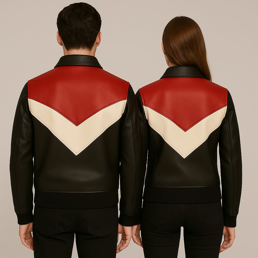 Men Retro Color Block Leather Jacket - Image 4