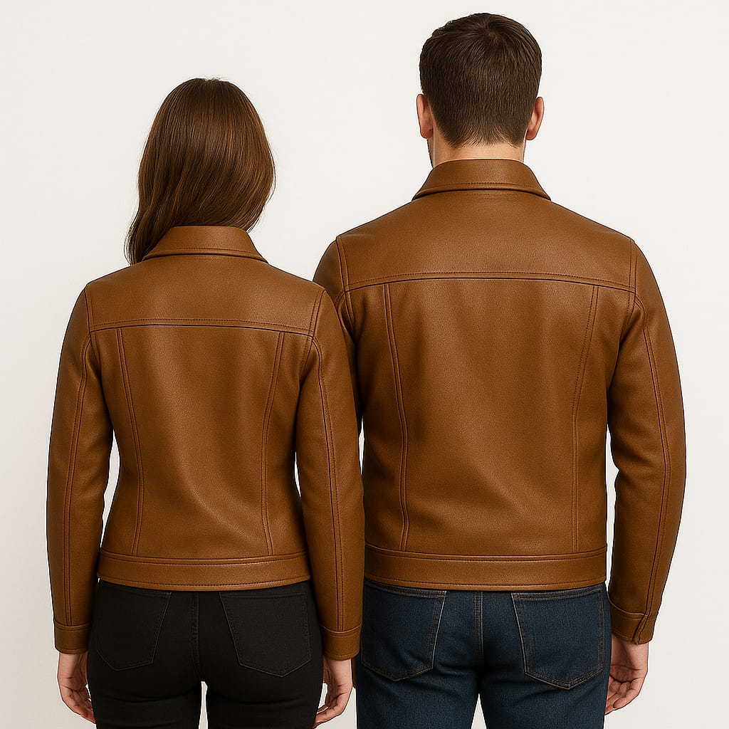 Classic Tan Utility Leather Jacket (Men & Women) - Image 3