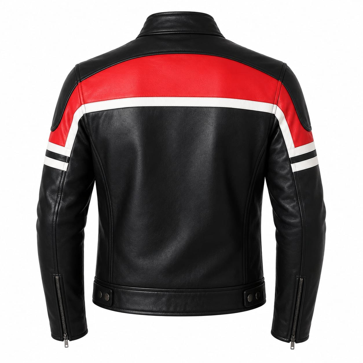 Premium Black & Red Racing Biker Leather Jacket - Image 7