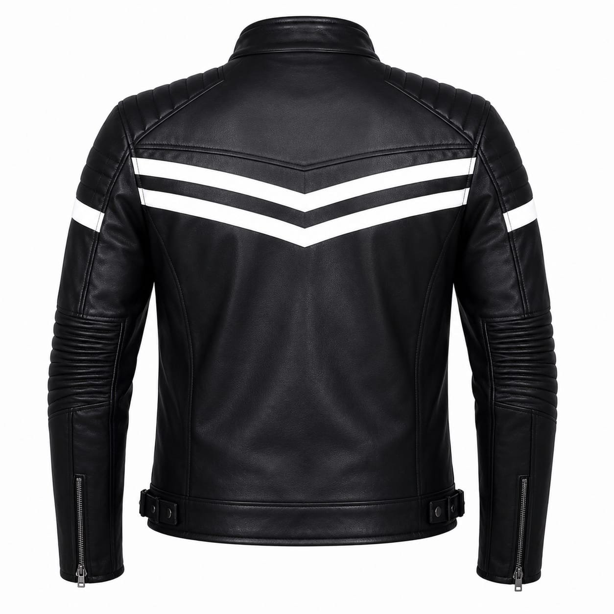 black and white leather jacket
