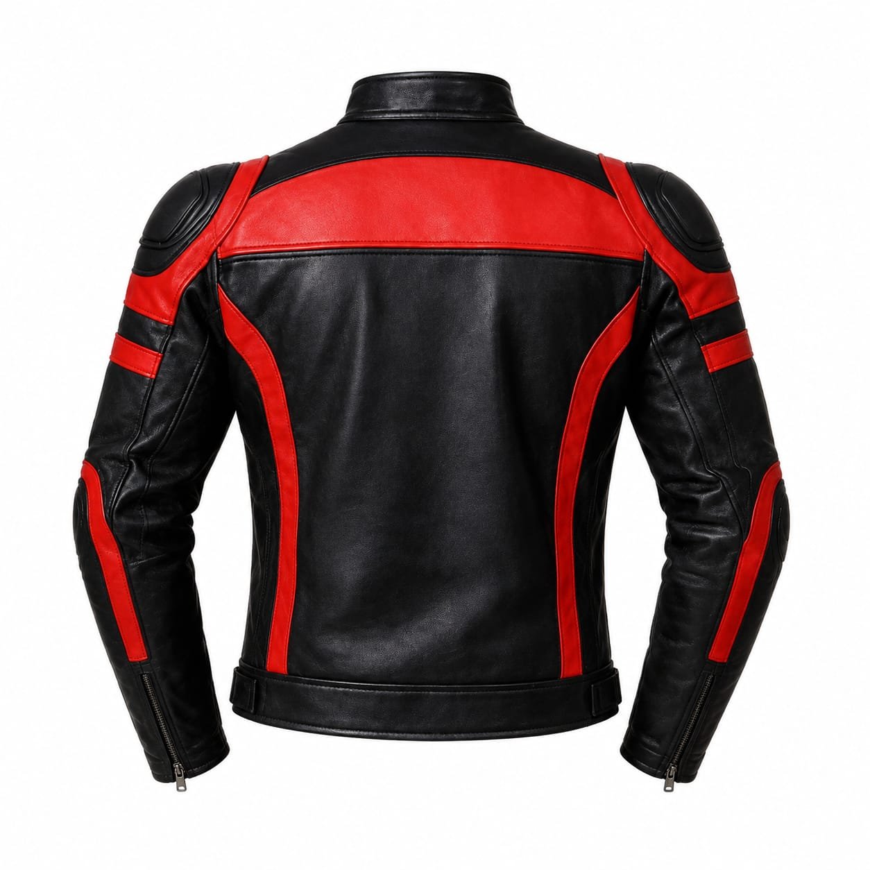 Black & Red Biker Leather Jacket – Premium Export Quality - Image 8