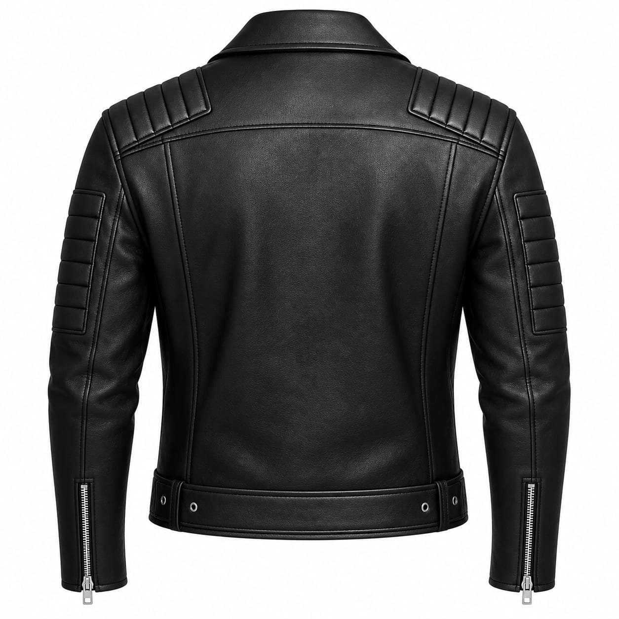 Men Black Classic Biker Leather Jacket - Image 2