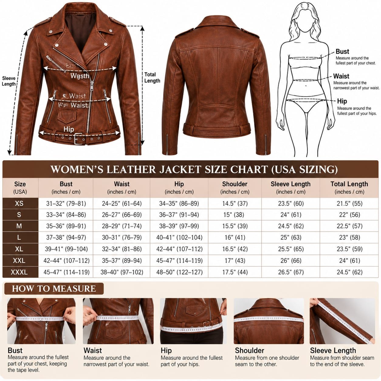 Premium Women Brown Biker Leather Jacket – Export Quality - Image 5