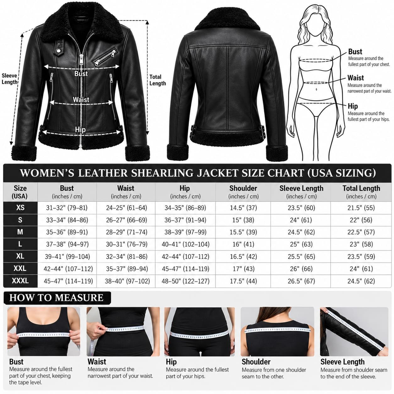 Premium Women Black Shearling Biker Leather Jacket – Export Quality - Image 5