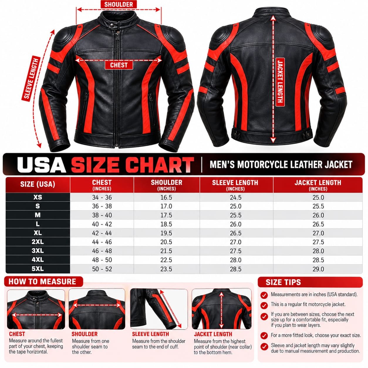 Men's Black & Red Motorcycle Jacket | Leather Racing Jacket - Image 7