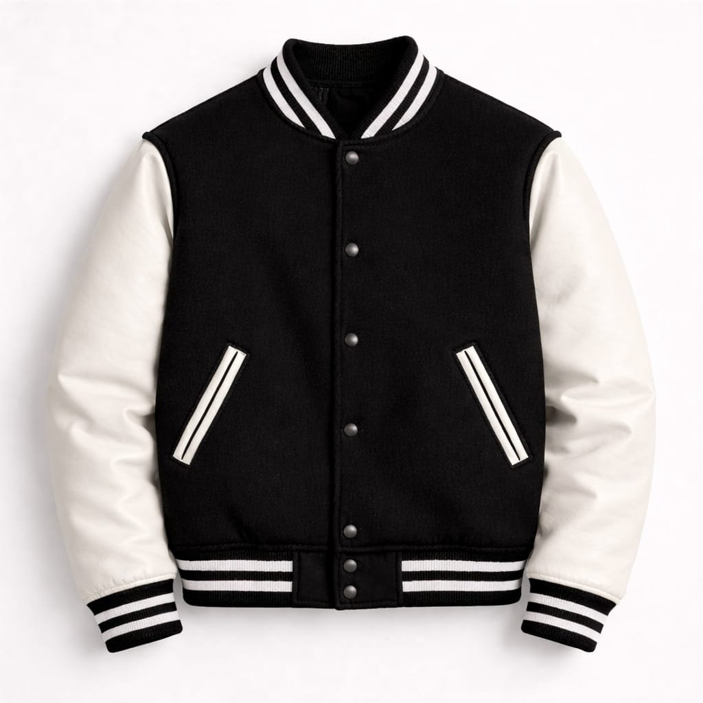 Premium Wool and Leather Varsity Jacket for Men