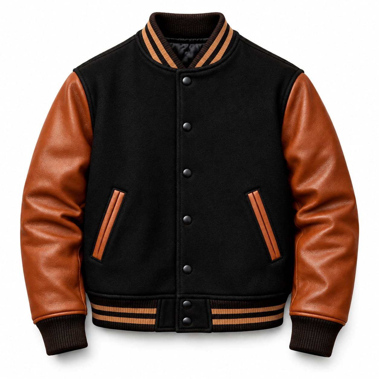 Brown & Black Classic Varsity Bomber Jacket