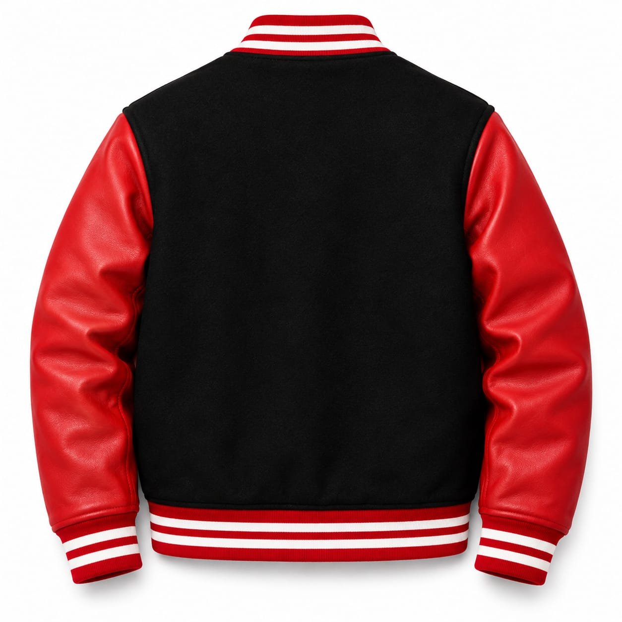 Black and Red Leather Varsity Jacket | Classic Letterman Bomber Jacket - Image 2