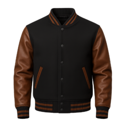 Men's Black & Brown Premium Varsity Jacket