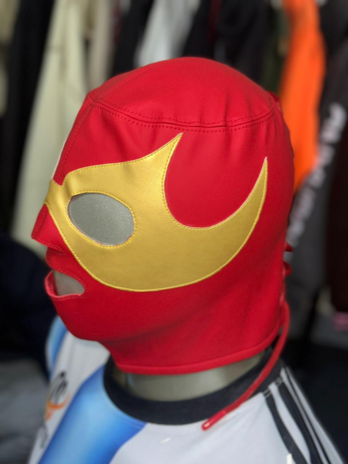 Black and Red Wrestling Mask with Lace-Up - Image 4