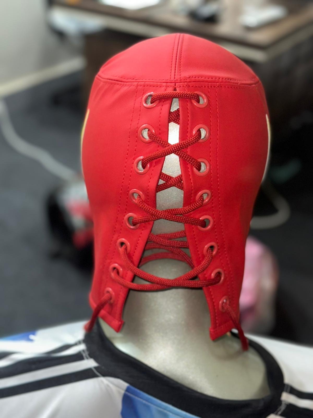 Black and Red Wrestling Mask with Lace-Up - Image 5
