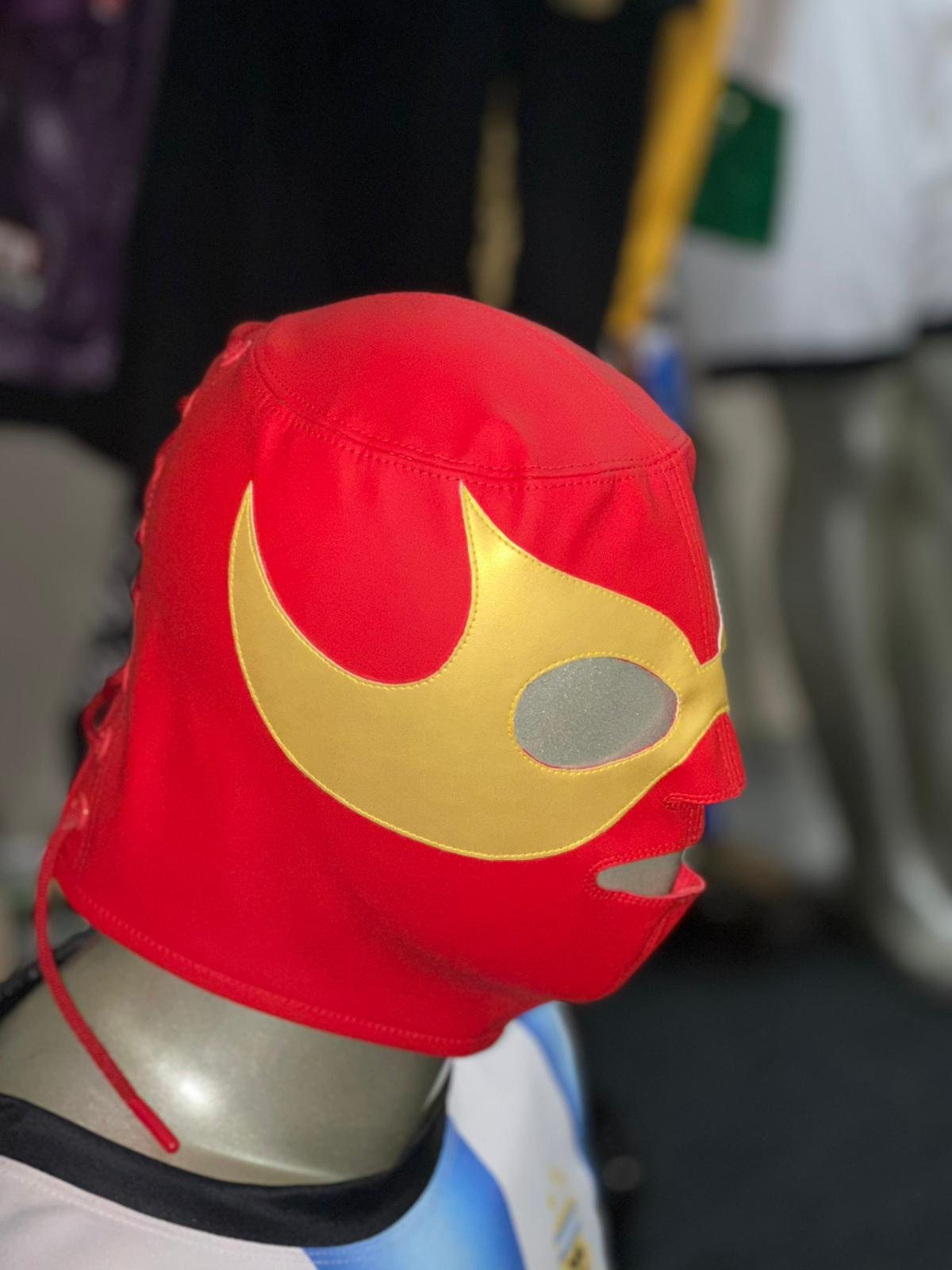 Black and Red Wrestling Mask with Lace-Up - Image 6