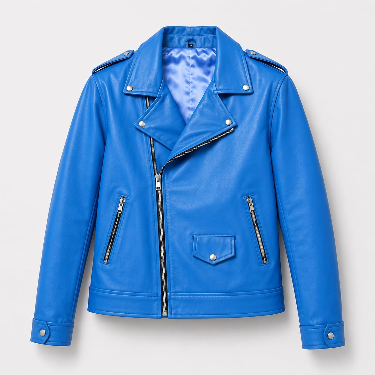 Sky Blue Biker Leather Jacket