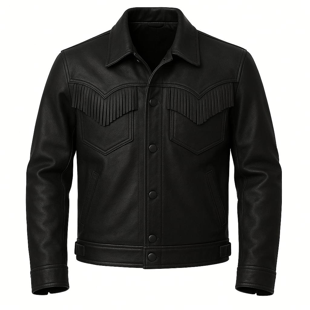 cow boy black leather jacket