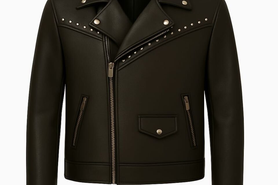 Men motorbike leather jacket