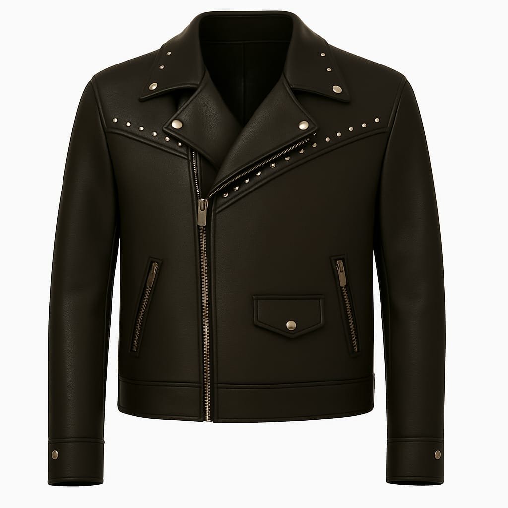 Men motorbike leather jacket