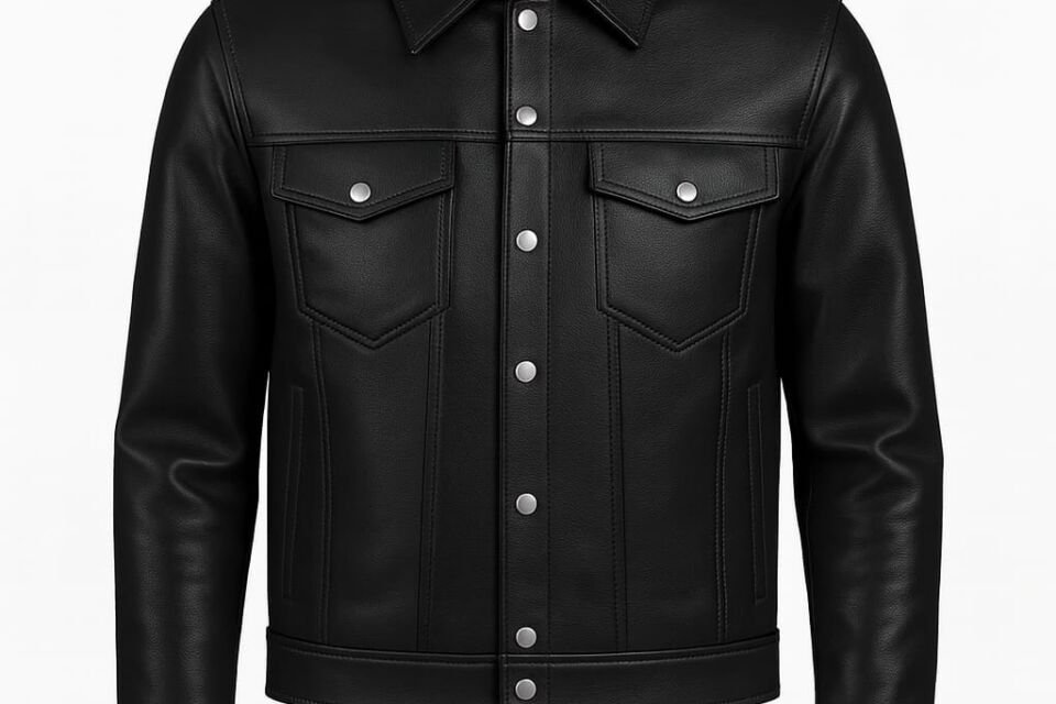 Men Front Botton Leather JACKET BLACK COLOR