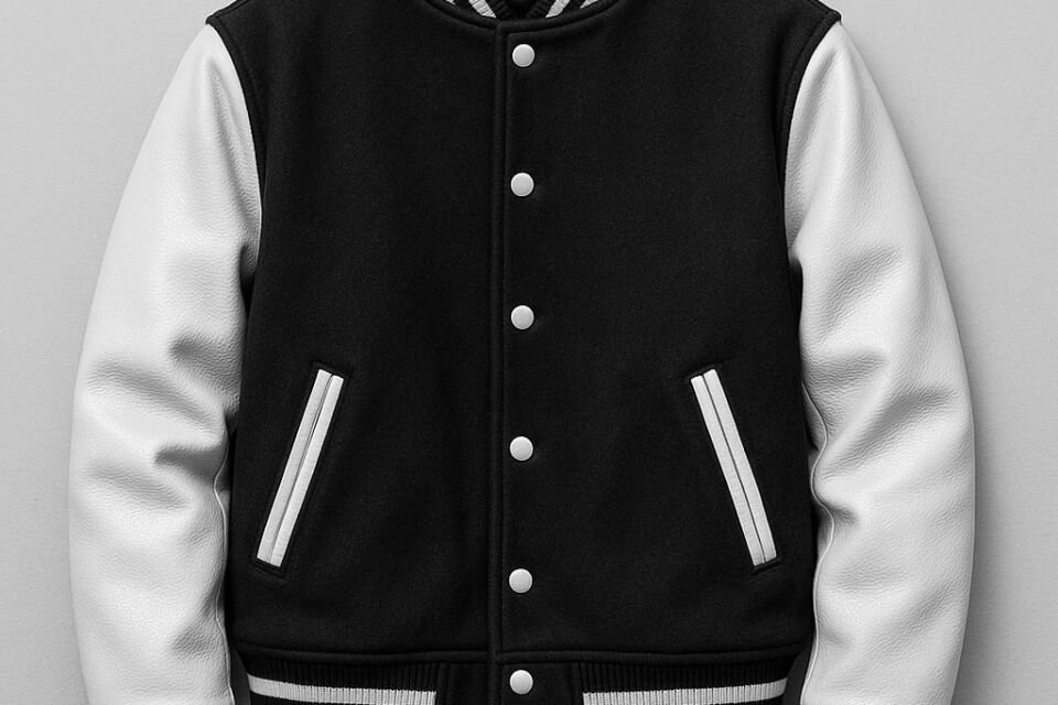 leather and wool varsity jacket