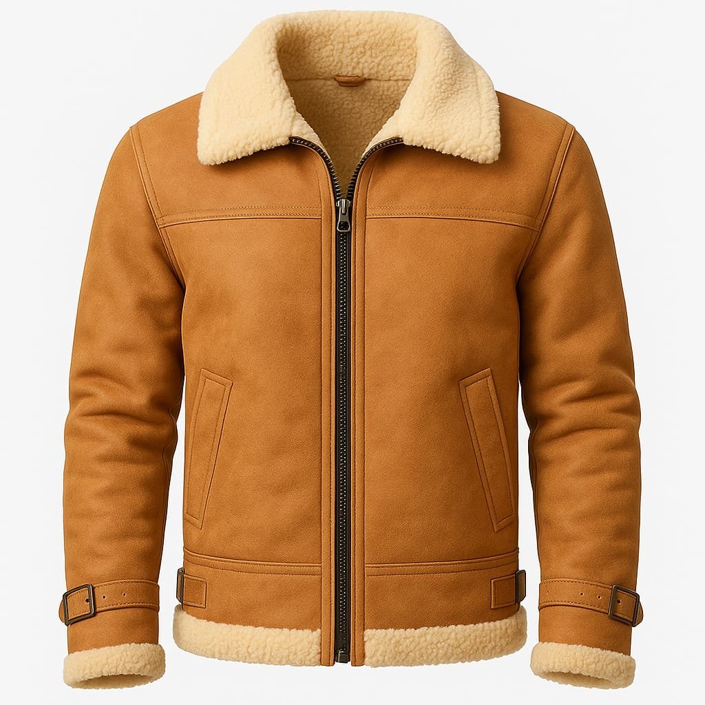 brown leather fur jacke in chicago