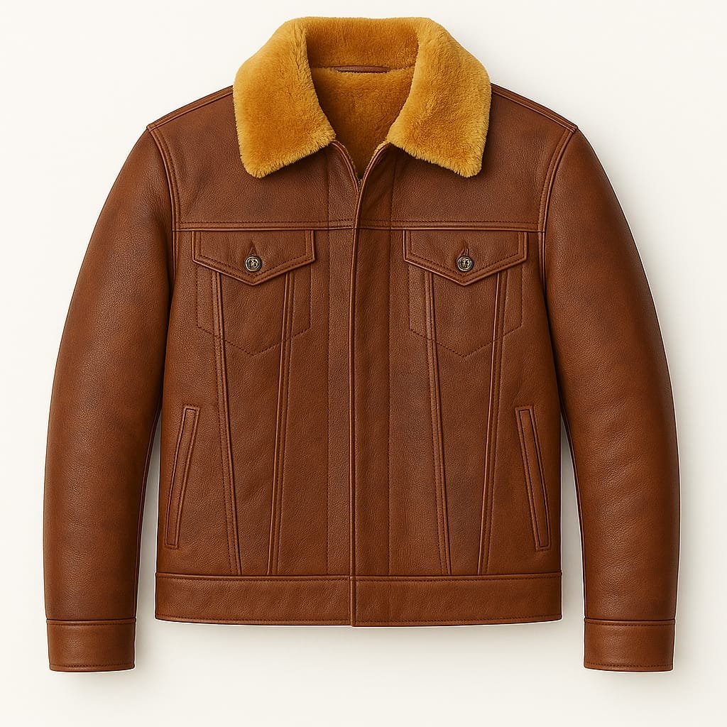 brown shearling leather jacket