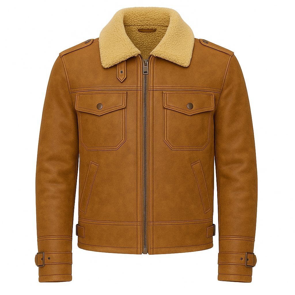 Men brown leather jacket