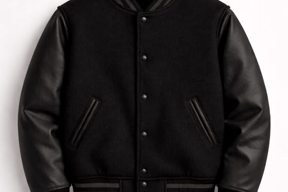 black varsity jacket