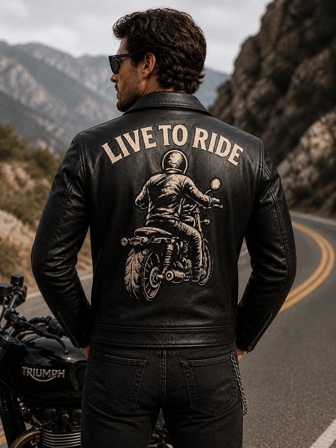 men motorbike leather jacket