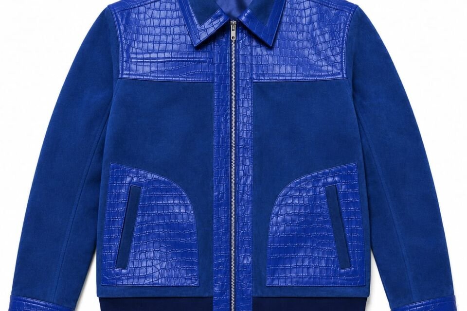blue suede leather jacket unisex jacket