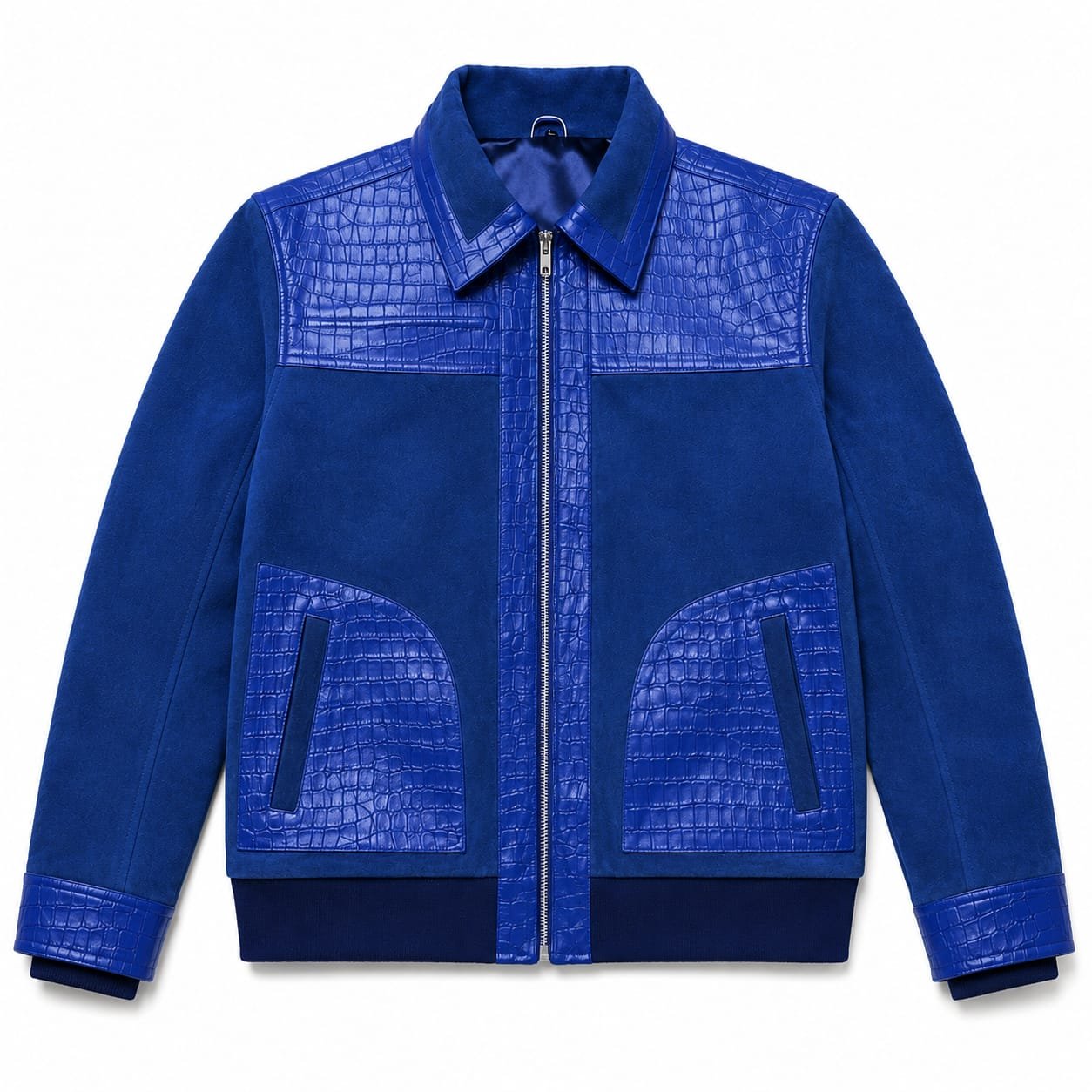 blue suede leather jacket unisex jacket