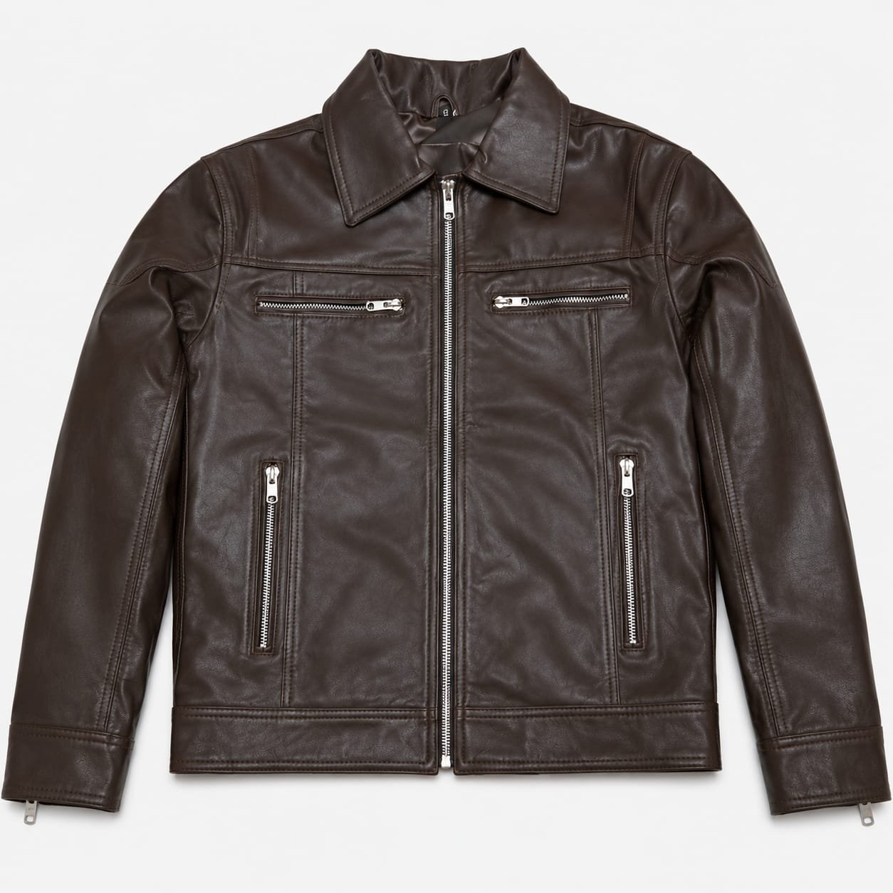 Dark brown men leather jacket