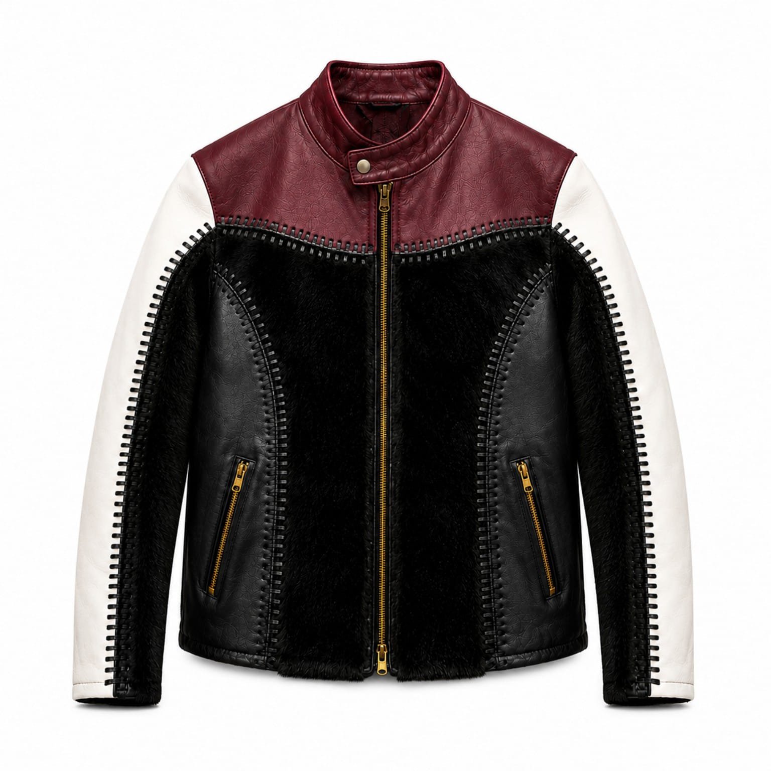 multiple color leather jacket