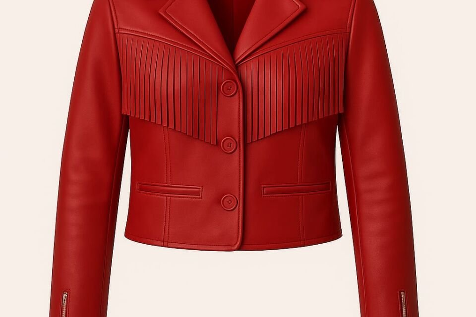 Women's Red Fringe Leather Jacket