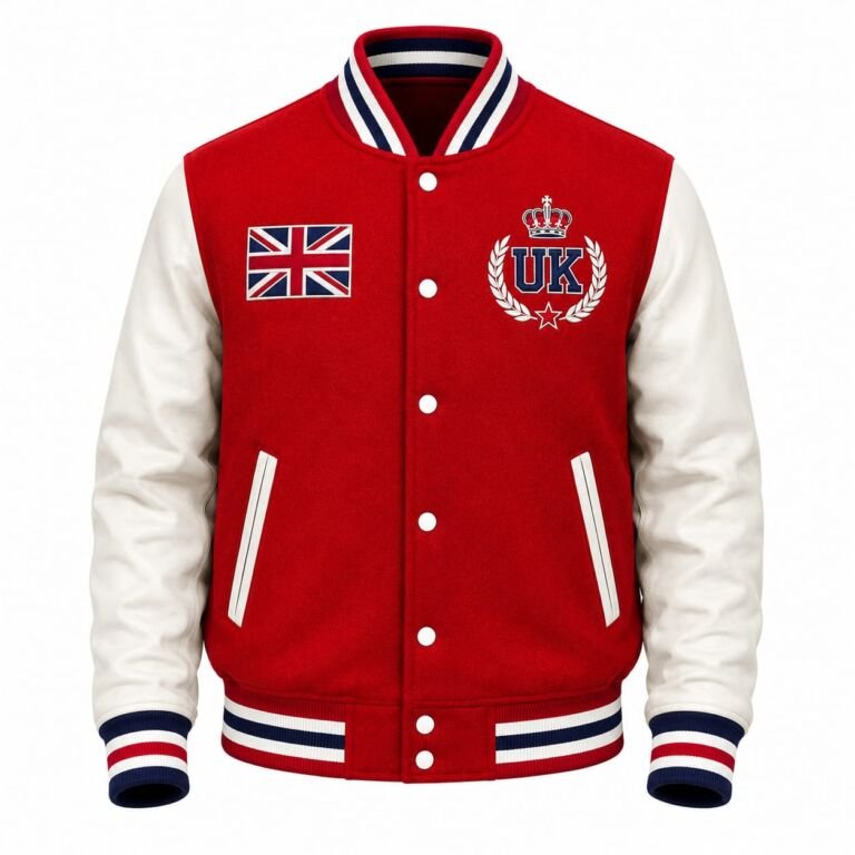 Custom UK Red & White Varsity Jacket
