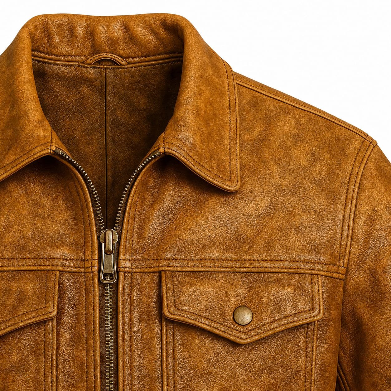 Vintage Brown Leather Trucker Jacket | Men's Distressed Leather Jacket - Image 5