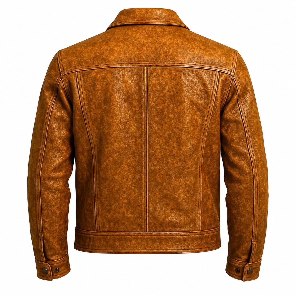 Vintage Brown Leather Trucker Jacket | Men's Distressed Leather Jacket - Image 3