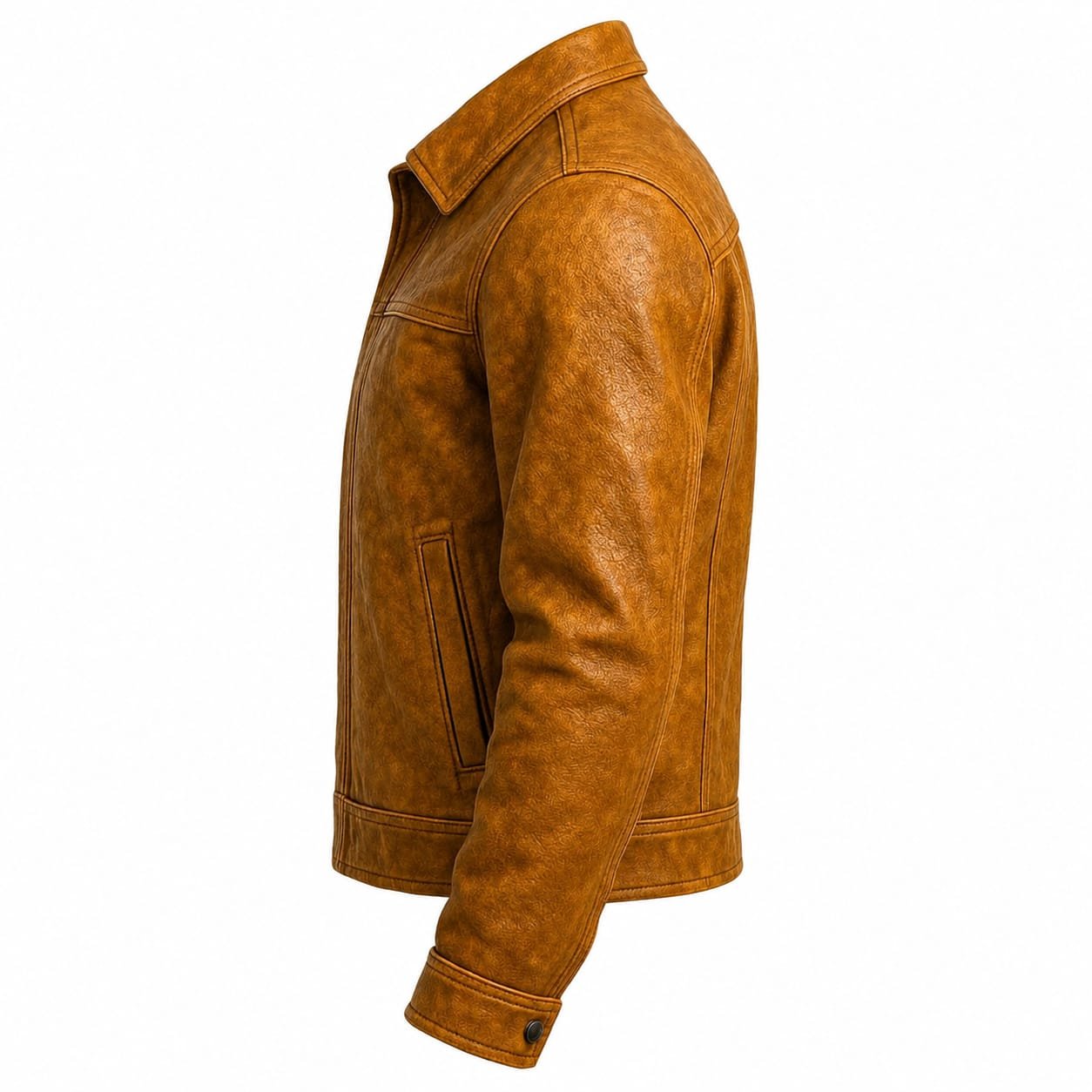 Vintage Brown Leather Trucker Jacket | Men's Distressed Leather Jacket - Image 4