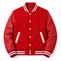 Red Varsity Jacket Wool body leather sleeve