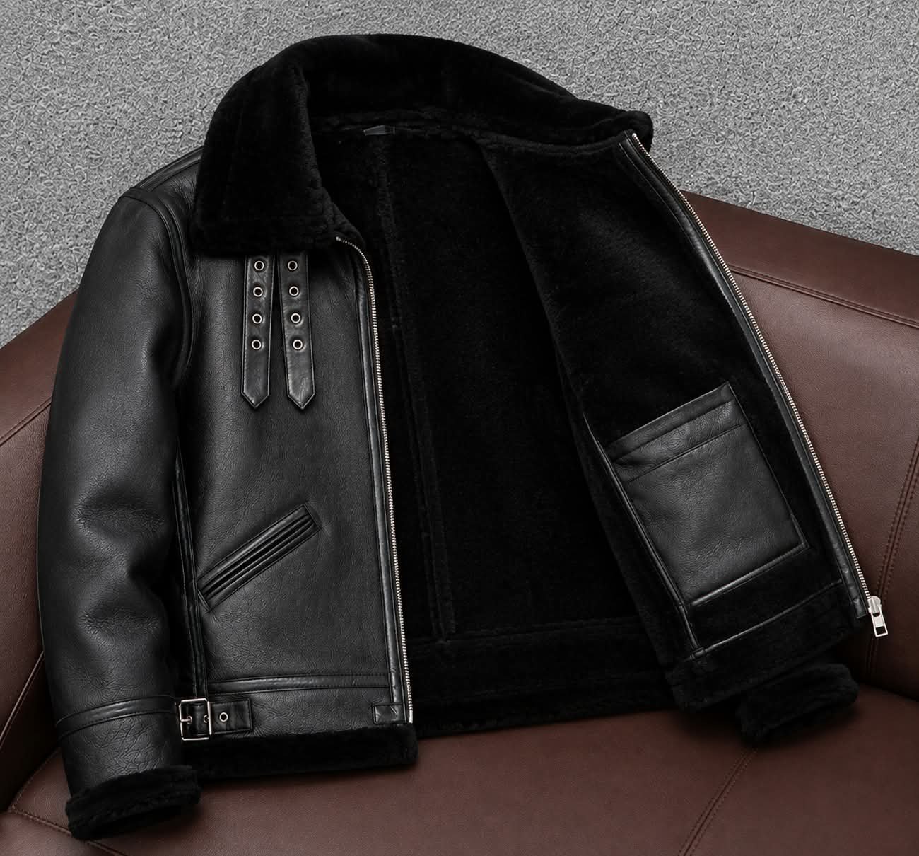 Men’s fur leather jacket