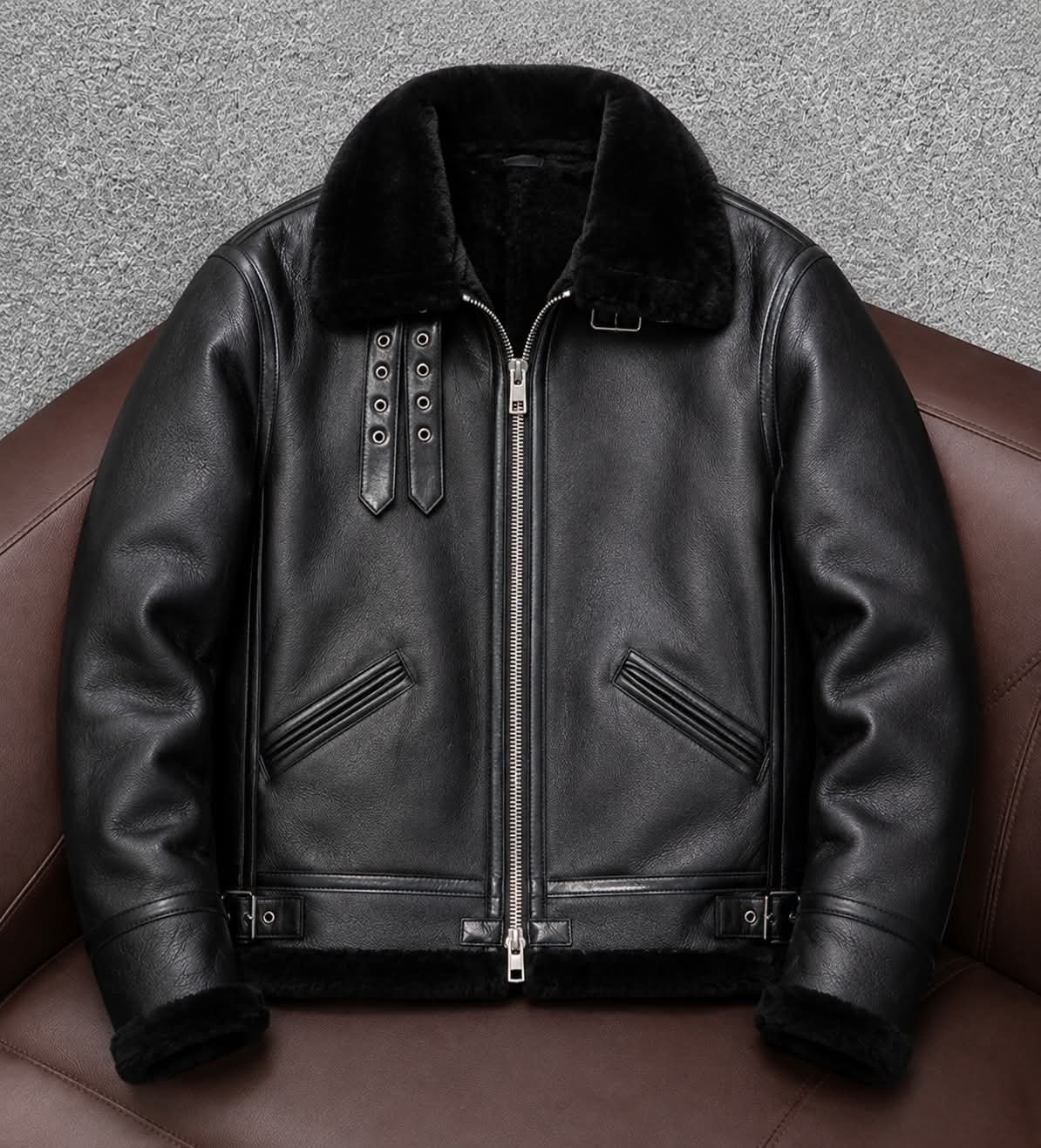 Men’s fur leather jacket