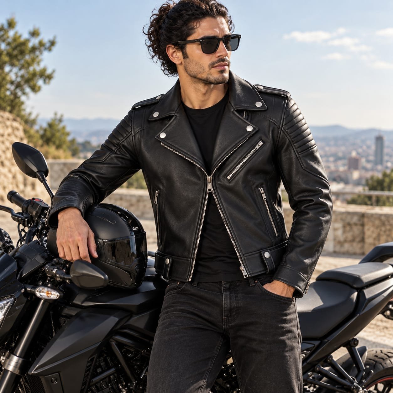 Men’s Black Genuine Leather Biker Jacket | Classic Motorcycle Jacket - Image 2