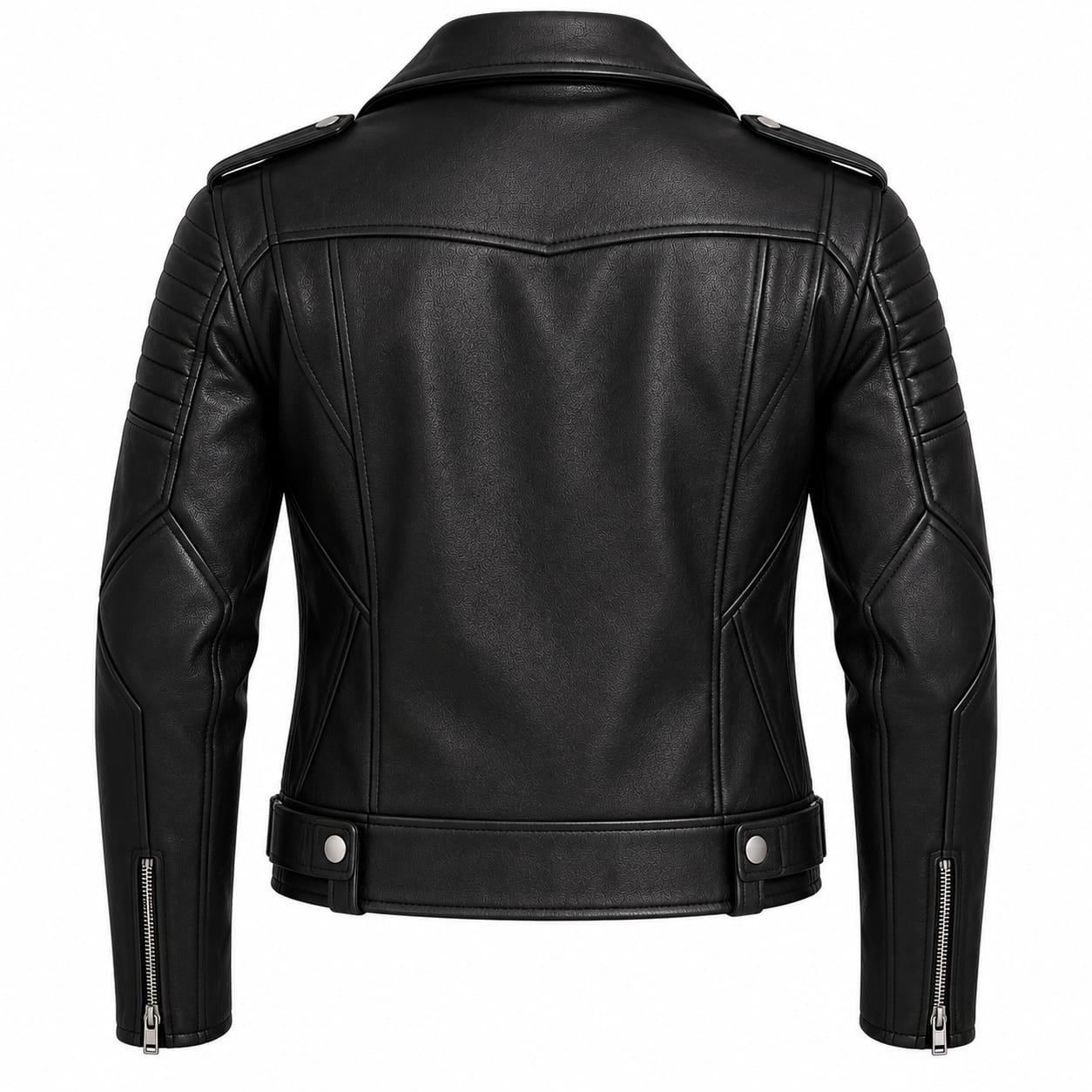 Men’s Black Genuine Leather Biker Jacket | Classic Motorcycle Jacket - Image 3
