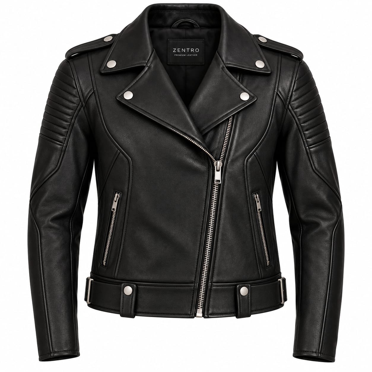 Men black biker leather jacket