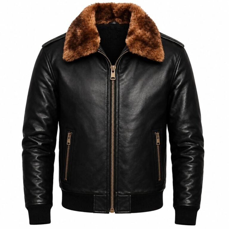 Men bomber leather jacket